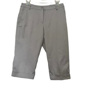 Peace of Cloth Bermuda Womens Short Sz 6 Preppy Career Stretch Cuff Trouser Gray